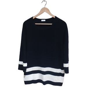 Gerry Weber Women's Stripe Block Ribbed Knit Sweater Black & White EU 44 US 14